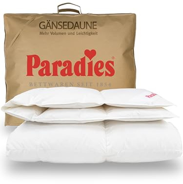 PARADIES Daunendecke 155x220 cm - Gabi 90 Ganzjahresdecke 155x220 cm | 90% Gänsedaunen + 10% Gänsefedern, Füllgewicht: 840g, Bettdecke 155x220 Daunen, Made in Germany, leicht & kuschelig