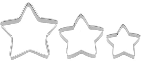 Birkmann, Stern Ausstecher, Set, zum Ausstechen und Dekorieren von Plätzchen, Marzipan und Fondant, Edelstahl, spühlmaschinengeeignet, 3-teilig