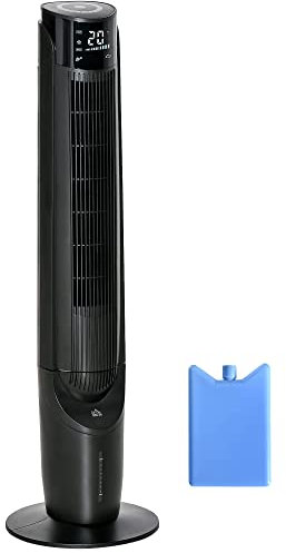 HOMCOM Aire Acondicionado Ventilador Columna Refrigerador de Aire 2 en 1 - Ventilador Torre - 4 Modos 3 Velocidades, Mando a Distancia Temporizador - Negro
