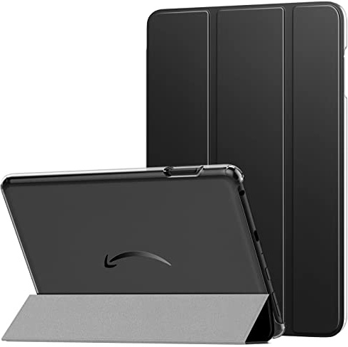 MoKo Hülle für All-New Amazon Kindle Fire HD 8 & 8 Plus Tablet (12/10th Gen,2022/2020 Release), Dünne Leichte PU Leder Tablet Hülle mit Auto Schlaf/Aufwach Funktion Transluzente PC Rückseite, Schwarz