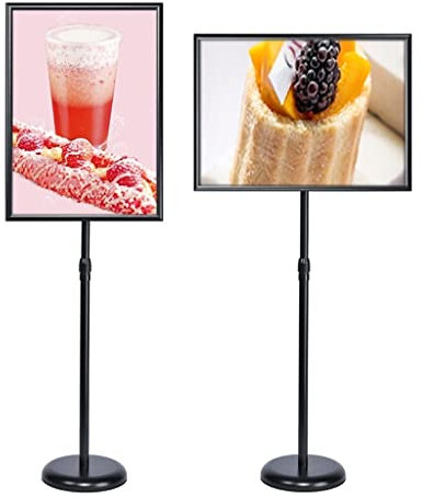 Plakatständer Bodenstehender Schilderhalter Klapprahmen Verstellbarer Aluminium-Schilderständer, strapazierfähiger Display-Menüständer for Hochzeiten/Geschäftsaktivitäten ( Color : Black , Size : A3 )