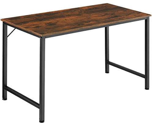 tectake® Mesa Escritorio de Madera con Estructura Resistente, Mesa de Ordenador para Oficina, Diseño Industrial, Mesa de Escritorio Moderna - 60 x 140 x 75,5 cm Madera Industrial Oscura, Rústica
