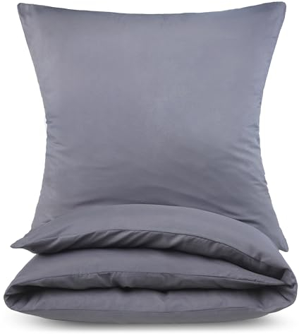 MALIKA® Bettwäsche 135x200 4 teilig | ÖkoTex Zertifiziert & für Allergiker geeignet |Bettwäsche Set mit je 2 Bettbezügen 135 x 200 & Kissenbezügen 80x80 | modern & hochwertig, Farbe:Grau