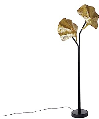 Qazqa Orientalisch Stehleuchte, Stehlampe - Louka - Messing, max. 40W, Geeignet für LED, 2-flammig, 137cm, Ideal als Flur, Wohnzimmerlampe, Schlafzimmerlampe und Küche lampe
