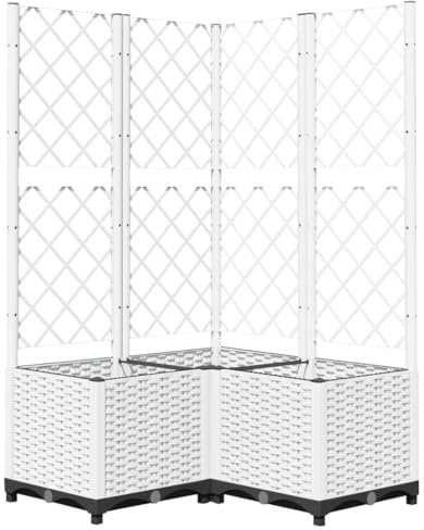 vidaXL Pflanzkübel mit Rankgitter Weiß 80x80x136 cm PP