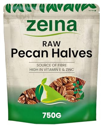 Zeina Raw Pecan Nut Halves Ideal for Healthy Snacks and Baking in Resealable Zip pack (750g) - Source of Fibre, High in Vitamins and Minerals, Delicate and Creamy
