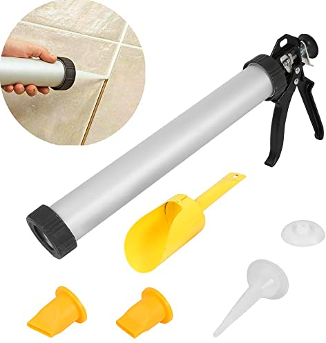Mortar & Grouting Gun Set Pointing Grouting for Brick Paving Floors Wall Tile Gaps Cement Applicator Tool with Nozzles & Plunger
