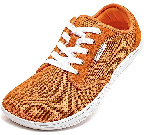 HOBIBEAR Unisex Wide Barefoot Minimalist Shoes for Men Women Outdoor Trail Walking Shoes(Orange, UK 6.5)