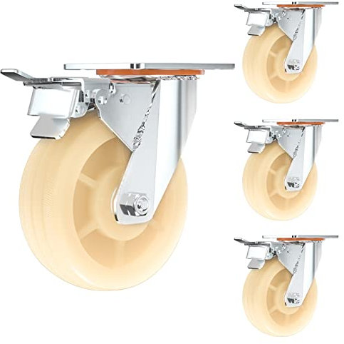 4 Lenkrollen Mit Möbel Bremse, Schwerlastrollen Transportrollen Rollen for Palettenmöbel, Industrierollen-Werkzeugwagen-Palettenmöbelrolle for Werkbank, Nylonrollen 100MM Schwenkbare Rollen ( Size : 1