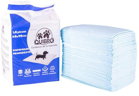 QUIBROPETS Empapadores Desechables para Perros 60x90 - Alfombrillas higiénicas para Entrenamiento de Mascotas - Atrayente de Micciones - 40 Unidades.