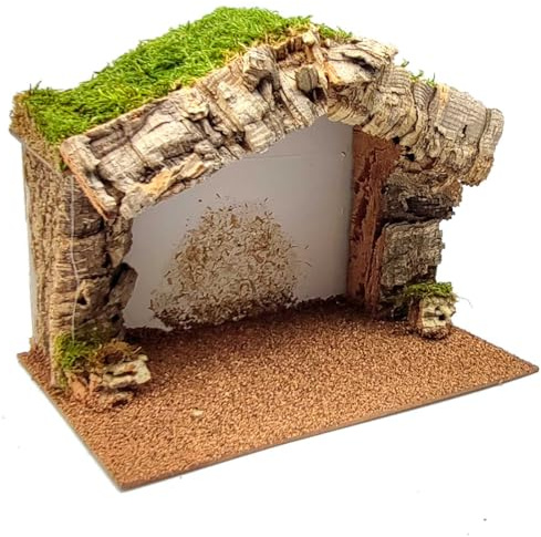 Acan Tradineur - Cueva para Figuras de Nacimiento de 8-12 cm - Fabricación en Corcho reciclable - Figura Decorativa Navidad, decoración Tradicional - 23 x 28,5 x 17 cm