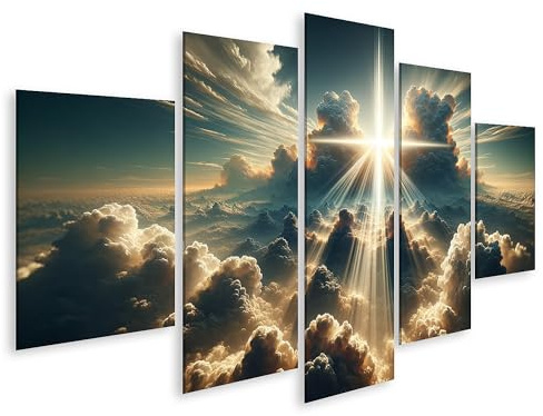 islandburner Bild auf Leinwand Ruhige Jesus Christus Figur traditionell Kreuz Sonnenstrahl-Durchbruch Bilder Wandbilder Poster