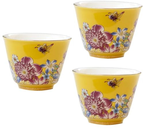 TOPBATHY 3 Pcs 70ml Ceramic Mug Tea Cup Chinese Style Printed Dishwasher Safe Suitable for All Settings