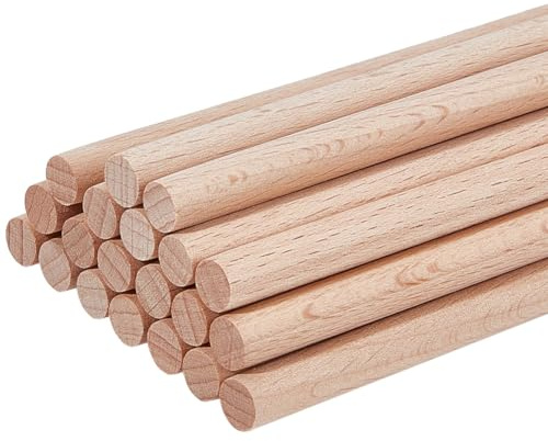 OLYCRAFT 12 Stück Runde Buchenholzstäbe 30cm Lang Unbehandelte Holzstreifen 10mm Runde Dübelstreifen Holzdübelstangen Naturholzstäbe Modellzubehör Für Gebäudemodelle Heimwerkerbedarf