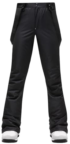 Bavaglini da neve da donna, pantaloni da sci impermeabili a prova di neve, isolati a gamba sottile, pantaloni da snowboard, pantaloni da snowboard in vita regolabile, abbigliamento da sci per sport