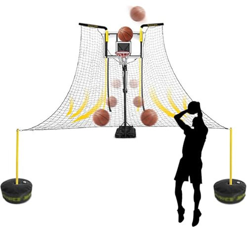 Basketball-Fänger-Trainingsausrüstung, Basketball-Rebounder-Netz-Rücklaufsystem, Mit 45°-Neigung Und 90° Drehbarem Ständer, Die Anzahl Der Schläge Pro Stunde Wird Auf 500 Erhöht, Für Heim- Und Outdoor