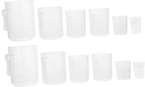 Amosfun 12piezas Tazas Medidoras Graduadas Transparentes Con Escala Para Preparar Bebidas Cocina o Tienda