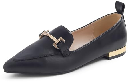 Feversole Women's Loafer Flat Pointed Matlic Heel Fashion Flat,Spitze Flache Schuhe，Klassische Ballerinas Profilsohle