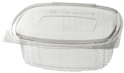 daybays 750 Stück Klappschale Oval 375 ml VP 144x115x50mm RPET Transparent mit anhängendem Deckel Salatschalen Salatbecher PP klar eckig Verpackungsbecher Salatbox(375 ml VP 144x115x50 mm,750 Stück)