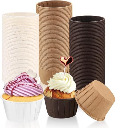 Cupcake Cases, 150 Pcs Cake Muffin Liners Greaseproof Cases | Foil Baking Cups Paper Wrappers Muffin Case for Baking Muffins Pastry Molds for Wedding Birthday Party