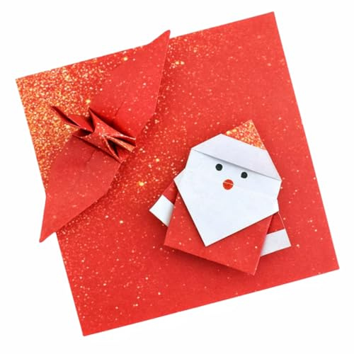 200x ENIXWH Origami Papier Flash Craft Paper Weihnachten Rot Bastelpapier Origamipapier Zweiseitig Faltpapier für Kinder (Rot, 15*15CM)