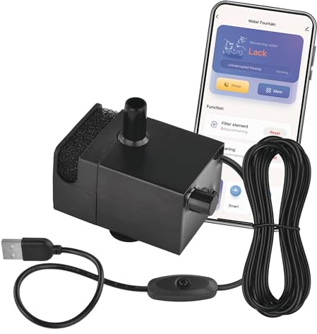 EMOS - GoSmart Ersatzpumpe für smarten Katzenbrunnen inkl. Ladekabel und Schaumfilter - Pet Care Wasserpumpe geeignet für GoSmart Wasserbrunnen EMOS H6102 - schwarz