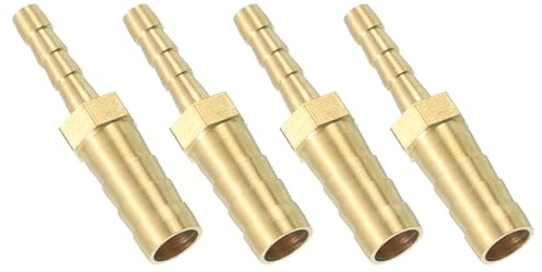 QUARKZMAN 8mmx4mm Schlauchverbinder Messing Doppelnippel Kupplung, 4 Stück Schlauchverbinder Benzinschlauch Schlaucharmaturen Gartenschlauch zum Verbinden von Wasserschläuchen