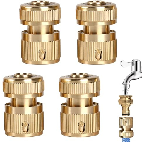 Messing Schlauchverbinder, 4 Stück Messing Schnellkupplung, Schlauchverbinder für 3/4 Schlauch, Gartengeräte Schläuche Schlauchkupplung für Rohr Verbinden Gartengeräte