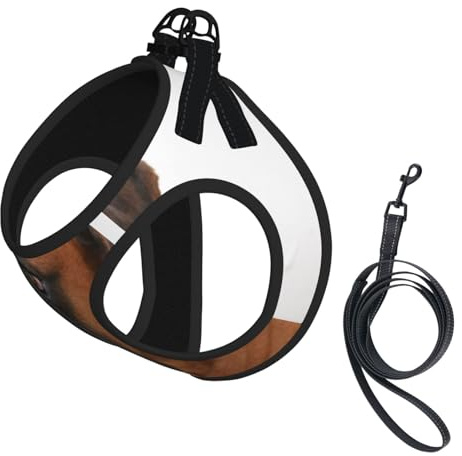 Chien Boxer au Visage Triste,Harnais pour Animaux de Compagnie, Harnais réfléchissant réglable pour Chien,S