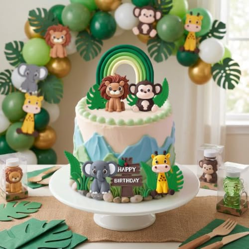 baby shower safari decoración de pasteles animales salvajes decoración