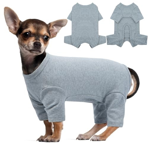 Hjyokuso OP Body Hund XS, Hunde Schlafanzug für Kleiner Mittelgroße und Große Hunde, Hundebody nach Operation, Schutzanzug gegen Allergien Haarausfall Lecken, Hundepyjama Grau