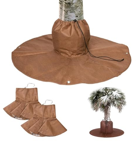 Winterschutz für Palmen Wurzel, 2 Stück Palmenwurzelschutz, Ø 100cm(Braun) | Winter Pflanzenschutzsack, Kälteschutz für Pflanzen und Bäume bis 30cm Durchmesser, Doppelte Isolierung Wiederverwendbar
