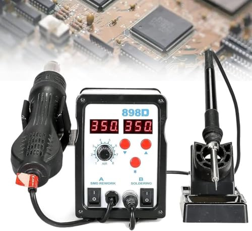 Soldering Iron And Hot Air Rework Station, Hot Air Gun Soldering Station with LED Display, Soldering Kit with Hot Air Gun