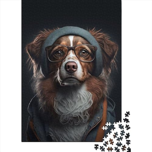 Rompecabezas de 1000 Piezas para Adultos, diseño de Perro Hipster con Ropa, 5 Piezas, Rompecabezas de Papel para Adultos, Juguetes de Entretenimiento Familiar, 1000 Piezas (38 x 26 cm)