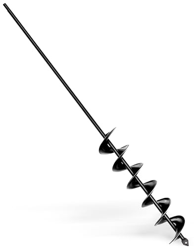 Erdbohrer für Akkuschrauber 5x80cm,Pflanzbohrer mit langer massiver Schaft,robuster Bodenbohrer ideal für Zaunpfähle, Blumenzwiebeln, Bäume, Sträucher, Drainage- und Düngerlöcher,Gartenbohrer Schwarz