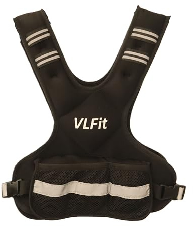 VLFit Verstellbare Gewichtsweste für Krafttraining, abnehmbare Eisensandsäcke, verstellbare Brustgröße, strapazierfähige Fitnessweste für Männer und Frauen (Schwarz, 4,99-9,07 kg)