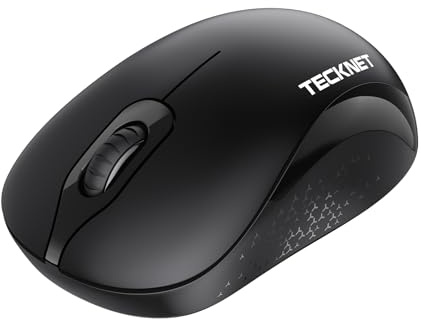 TECKNET Kabellose Maus, Leise Funkmaus 2,4 GHz mit USB-Empfänger, 24 Monate Akkulaufzei, 1600 DPI, Für Links- und Rechtshänder, PC Maus Kabellos für Laptops, Windows, macOS, Chromeos, Linux, Schwarz