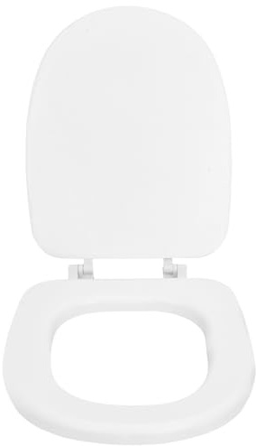 OUNONA Siège de Toilette Housse Souple Rembourré en Écume Blanc Forme Allongée Classique Design Épaissi et Confortable Adaptée pour Camping-salle de Bain