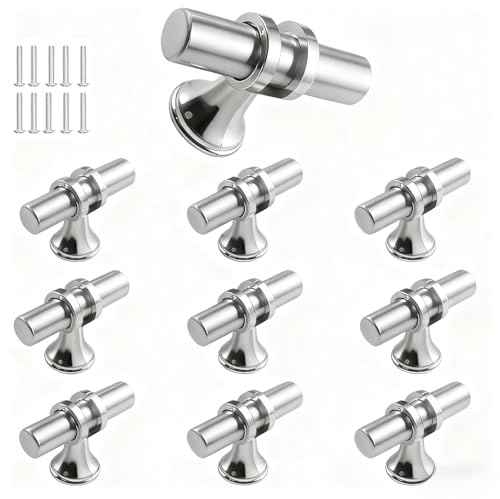 GLDFYYDS 10pcs Cabinet Handles & Wardrobe Door Pulls, Stainless Steel Modern Minimalist Drawer Handles, Upgrade Replacement Hardware Fittings for Kitchen Cabinet & Bedroom Drawers (Silver)