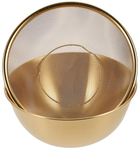 SUPVOX Colini Scolapasta 2 Pezzi Set 24 CM Colino Metallico a Maglia Fine per Scolare Riso e Verdure Ciotola Drenante per Cucina Color Oro