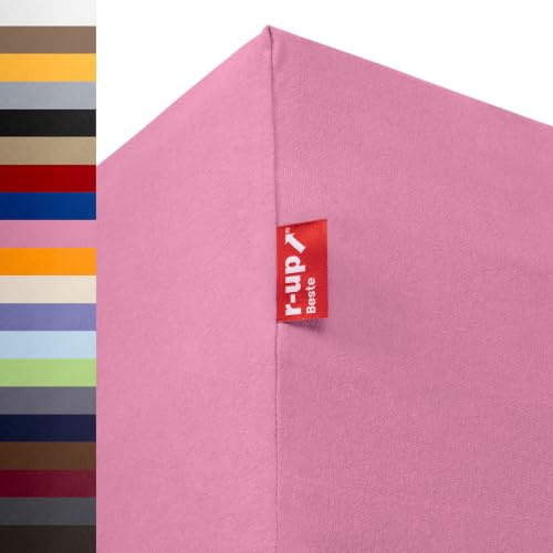 r-up Beste Spannbettlaken Doppelpack 90x200-100x220 bis 35cm Höhe viele Farben 95% Baumwolle / 5% Elastan 230g/m² Oeko-TEX stressfrei auch für hohe Matratzen (rosa)