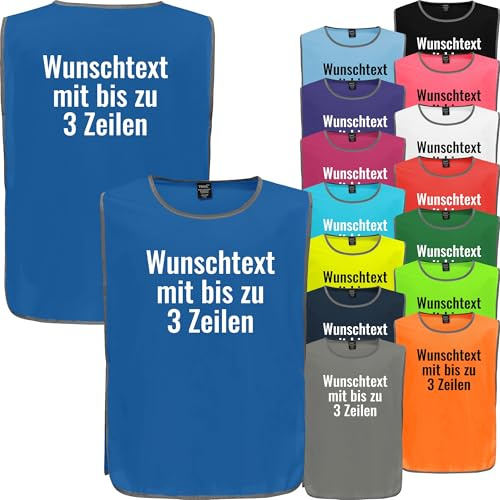 Nashville print factory Personalisierte Leibchen Bedruckt mit Wunschtext Brustdruck/Rückendruck | Fußball | Sport | Markierungshemd | Trikot | Trainingsleibchen für Erwachsene und Kinder