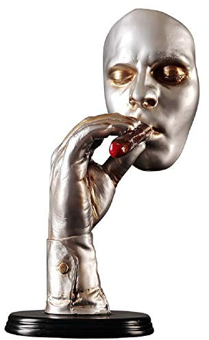 WEALTHCOMING Abstract Sculptures Smoking Cigar Man Figurines,Elegant Handicrats 14 inches Tall (Silver)