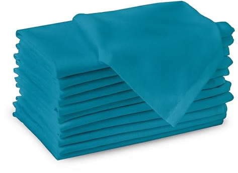 Encasa XO Stoffservietten Baumwolle, 180 GSM 43x43 cm | Azulblau, Saugstark & Strapazierfähig | Waschbar & Wiederverwendbar | Tischdeko, Hochzeit & Alltag | 12er Set