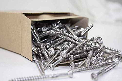 HKB Terrassenschrauben A4 - 100 Stück T-INOX 5 x 50 mm / 5 x 60 mm - Edelstahl gehärtet V4A - Torx 25, inkl. 1x Edelstahl Bit (100, 5 x 50 mm)