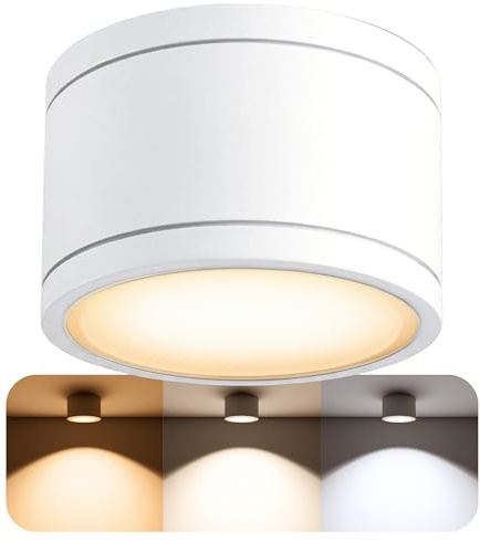 SSC-LUXon CELI-WX Aufbauspot IP44 flach für Außen & Bad mit GX53 LED wechselbar 3W warmweiß - Aufbaustrahler rund weiß 230V