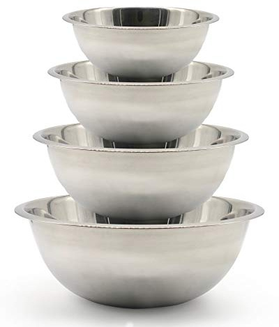 Set of 4 Premium Stainless Steel Mixing Bowls - Sizes 1.2L, 2.3L, 4L & 6.5L - Nesting for Space Saving Storage, Ideal for Cooking, Baking, Prepping.