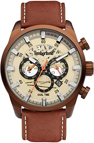 Timberland Henniker III Herren Armbanduhr Leder Braun 46 mm, Multifunktionsuhr, Wasserdichtigkeit: 5 Bar, TDWGF2100604