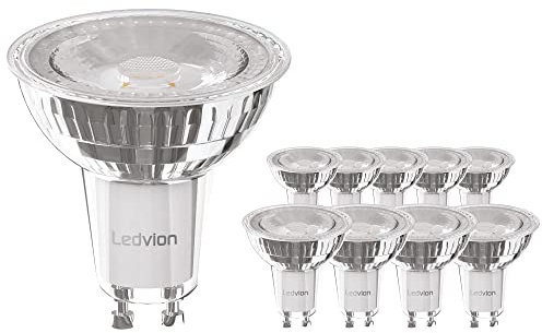 Ledvion - 10x GU10 LED Glühbirnen, 3W, 2700K, 345 Lumen, Vollglas, Beleuchtung