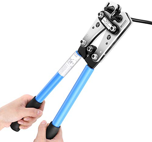 Pince à sertir pour cosses de câble 6-50 mm², Réglable Cosse de câble de Batterie Outils de sertissage Pinces d'électricien avec poignées antidérapantes et mécanisme Auto-bloquant